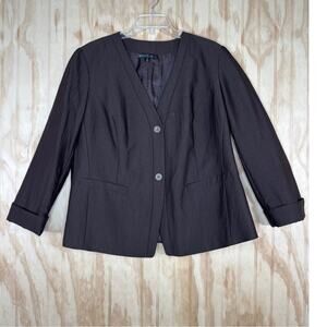 Lafayette 148 New York Brown Silk Blend Blazer Jacket Luxury Minimalist Chic 14